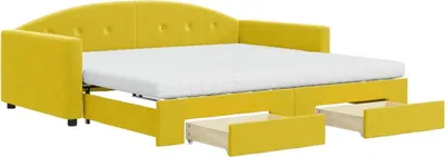 Imagen del producto de Sofá cama nido con cajones terciopelo amarillo 100x200 cm