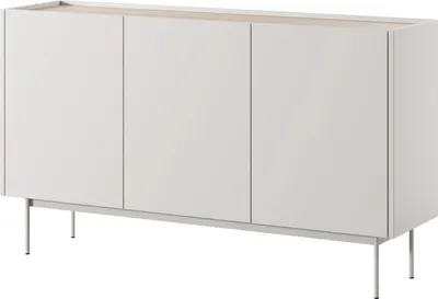 Produktbild von Kommode Lumo 144 cm Dreitürig in Cashmere mit Metallbeinen – elegantes, modernes Sideboard für das Wohnzimmer