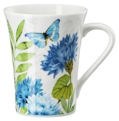 Becher mit Henkel, Kornblume, 0,4 l, Bone China