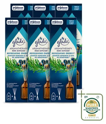 Obrázok produktu pre 6 kusov vonných tyčiniek Glade Aromatherapy s vôňou "Osviežujúca energia" - 80 ml - balenie