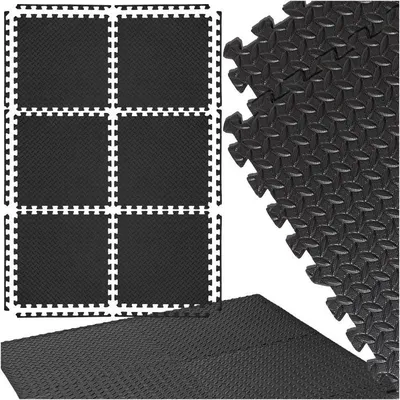 Obrázek produktu pro Ochranná podložka na podlahu 6dílná podložka na puzzle fitness podložka protiskluzová černá