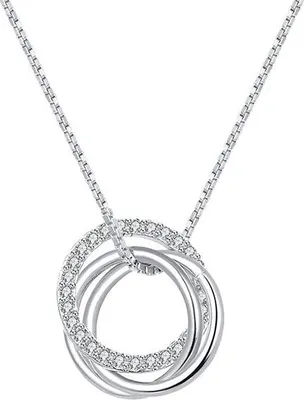 Produktbild von Infinity Grace – 925 Silber Halskette mit Kreisanhänger & Zirkonia – Silber