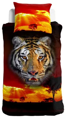 Produktbild von Tiger Bettwäsche Digitaldruck ESPiCO Sleep and Dream Rot Schwarz Renforcé 135 cm x 200 cm