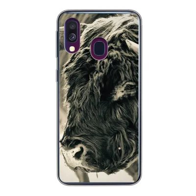 Produktbild von MuchoWow® Handyhülle Schutzhülle Hülle für Samsung Galaxy A40 Schottischer Highlander - Schnee - Hörner Silikon Softcase Handy Hülle - Handy-Tasche