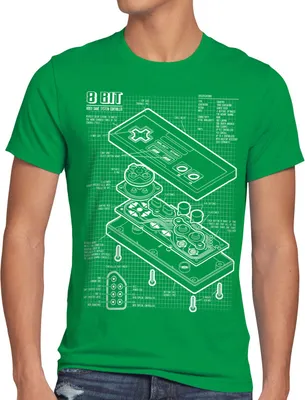 Produktbild von style3 8-Bit  Controller Blaupause Herren T-Shirt classic 8-Bit mario