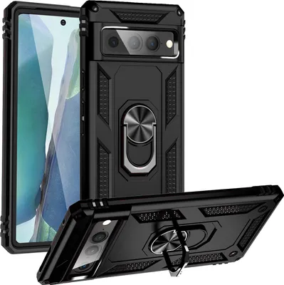 Obrázek produktu pro Pouzdro pro Google Pixel 7 Pro dvouvrstvé robustní, vojenská ochrana pouzdro s držákem prstenu a stojánkem černé
