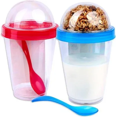 Obrázok produktu pre Sada 2 misiek na müsli s lyžičkou, 4 farby