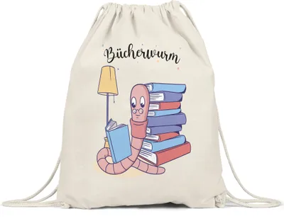 Produktbild von Bücherwurm Turnbeutel Gymsack Bücher lesen Buch lustiges Motiv Lesen macht Spaß Buch Buchliebe Buchliebhaber