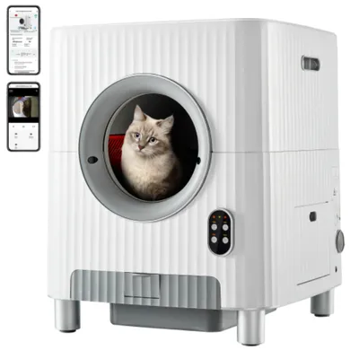 Image de Bac à litière intelligent à très grande capacité, avec nettoyage et désodorisation automatiques, pour animaux de compagnie, 68 L