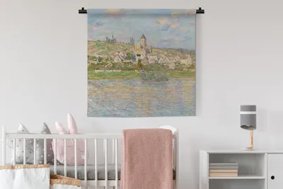Produktbild von MuchoWow® Wandteppich Wandbehang Vétheuil - Claude Monet 90x90 cm Tapisserie Dekoration Wandtuch - Wandaufhänger