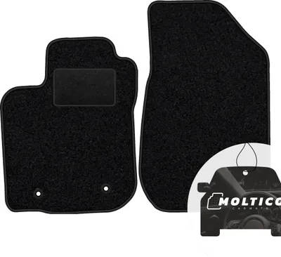 Produktbild von moto-MOLTICO Vorne Fußmatten Auto Velours Autoteppiche Schwarz Automatten Set 2-teilig passend für Dacia Sandero Stepway I 2013-2018