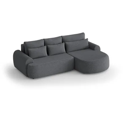 Produktbild von Ecke gepolstert dunkelgrau Olivio stilvoll Ecksofa mit Schlaffunktion und Bettkasten Polsterecke aus Boucle-Stoff, Farbe: Dunkelgrau, Ottomane: rechts