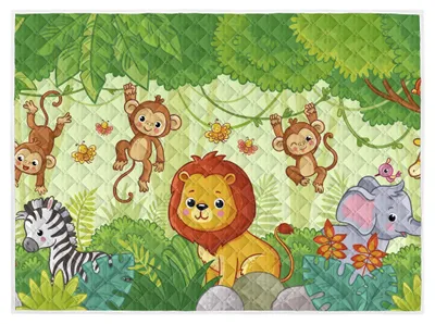 Produktbild von Brisby Hochwertiger, strapazierfähiger Spielteppich, rutschfest und waschbar, 150 x 200 cm – Dschungel