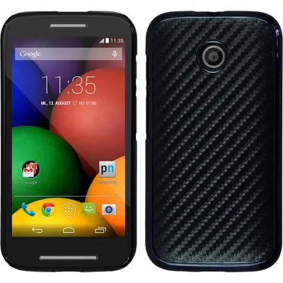 Produktbild von PhoneNatic Case kompatibel mit Motorola Moto E - Hülle schwarz Carbonoptik Hard-case + 2 Schutzfolien