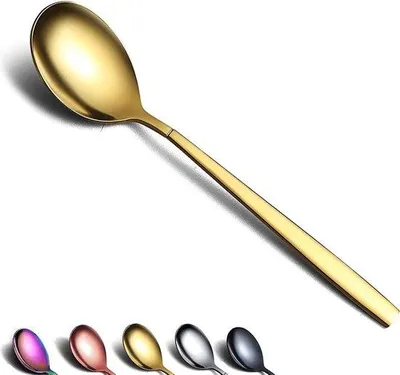 Produktbild von Edelstahl Löffel Set glänzend gold 6 Teelöffel Esslöffel