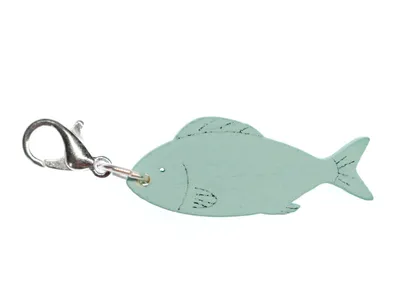 Produktbild von Fische Charm Miniblings Anhänger Bettelarmband Fisch Charms Holz blau türkis