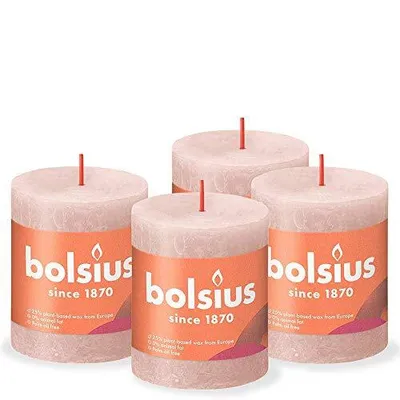Produktbild von Bolsius Rustikale Stumpenkerzen Shine 4 Stk. 80x68 mm Nebelrosa