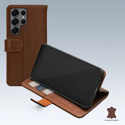 Produktbild von Mobilize Wallet Handyhülle für Samsung Galaxy S25 Ultra Hülle Echtes Leder Klapphülle Geldbörse - Braun