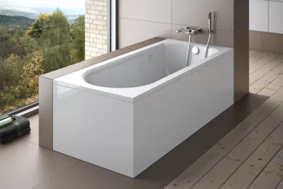 Produktbild von BADLAND Badewanne Rechteck Intrica 170x75 mit Acrylschürze, Füßen und Ablaufgarnitur GRATIS