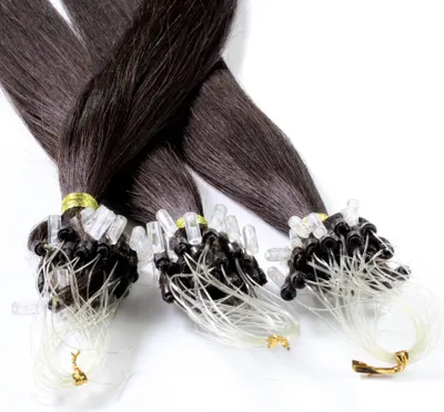 Immagine prodotto di hair2heart Microring Extended capelli umani lisci - 25 fili 0,5g 60cm 4/0 marrone medio