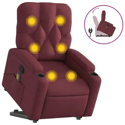Produktbild von vidaXL Massagesessel mit Aufstehhilfe Weinrot Stoff