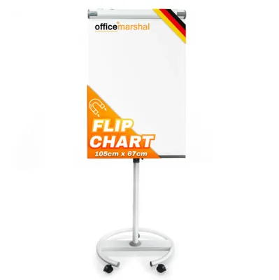 Produktbild von Office Marshal Mobiles Flipchart „Shark“ Flexibles und höhenverstellbares Modell mit Rollenfuß