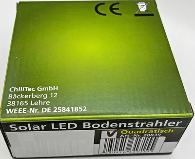 Image de Projecteur de sol solaire à LED, carré 105x105x40mm, IP44, façade en acier inoxydable