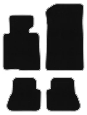 Produktbild von Fußmatten Automatten Velours Schwarz/Silber für BMW 3 E46 2000-2007 Set 4-tlg