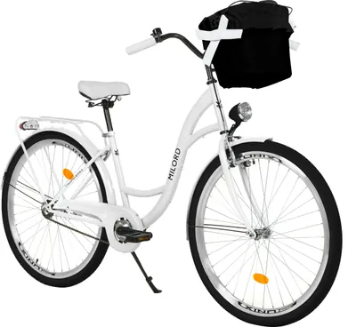 Produktbild von Milord Komfort Stadtfahrrad Fahrrad mit Korb Damenfahrrad, 28 Zoll, Weiß, 1-Gang