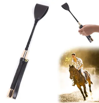 Produktbild von 30 cm lange Lederpeitsche – goldene Accessoires