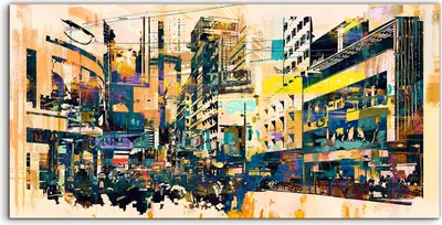 Produktbild von Coloray Acrylbild 140x70  Wandbild Acrylbilder abstrakt Stadt Straße Stadtlandschafts