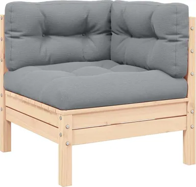 Produktbild von vidaXL 2-Sitzer-Gartensofa mit Grauen Kissen Massivholz Kiefer
