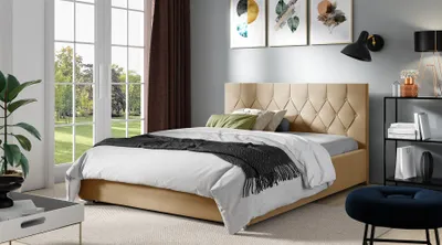 Produktbild von Polsterbett Schlafzimmerbett LORENA 180x200cm Standard in Stoff Alova Senfgelb