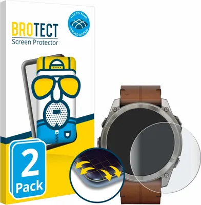 Produktbild von 2x BROTECT Fullscreen Schutzfolie für Garmin Fenix 8 AMOLED (51 mm) Displayschutz Folie Fullcover Matt Entspiegelungsfolie