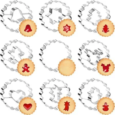 Produktbild von Ausstechformen Set 9 kleine Edelstahl Plätzchenformen - Weihnachtsmotive