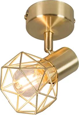 Produktbild von QAZQA - Modern Art Deco Wand Spot I Spotlight I Deckenspot I Deckenstrahler I Strahler I Lampe I Leuchte Gold I Messing drehbar und neigbar - Mosh 1 I Wohnzimmer I Schlafzimmer - Stahl Rund - LED geei