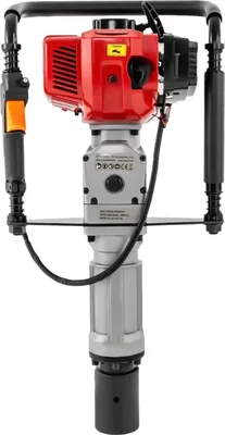 Obrázek produktu pro Benzínový zatloukač sloupků – sloupky T 52 cm³ – výkon 1900 W – tlumení nárazů – bezpečnostní zámek – pro těžké zatížení – červená/černá
