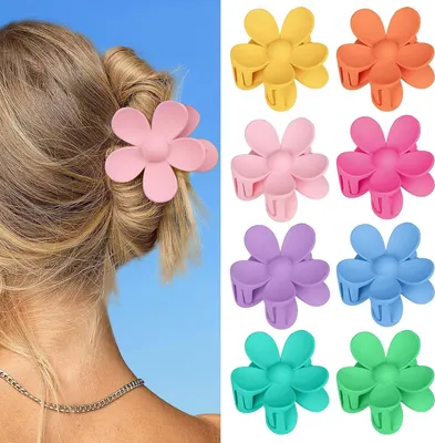 Obrázek produktu pro Kavya Hair Clip Flower Velká neklouzavá 8 kusů Dámská květinová spona do vlasů