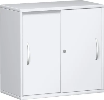 Produktbild von Geramöbel Schiebetürenschrank 1 Nachbildung-Einlegeboden, abschließbar, 800x425x768, Weiß/Weiß, N-10S208-WW