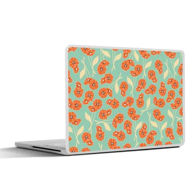 Produktbild von MuchoWow® Laptop Aufkleber Sticker Cover Retro - Blumen - Design - Orange 40x30 cm - Laptop Dekoration - Selbstklebend