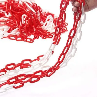 Barriere-Plastikkette 6 mm x 25 m, rot-weiß