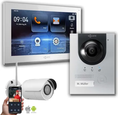 Produktbild von IP Gegensprechanlage | 10 Zoll Monitor | 1x IP Kamera | Anthrazit : 1 Monitor : 10 Zoll Weiß : Unterputzdose Monitor Anzahl: 1 Monitor Monitor Farbe: 10 Zoll Weiß Montage: Unterputzdose