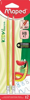 Produktbild von Maped Bleistift mit Radierer HB 2er Blister inkl. Schreibhilfe KIDY learn