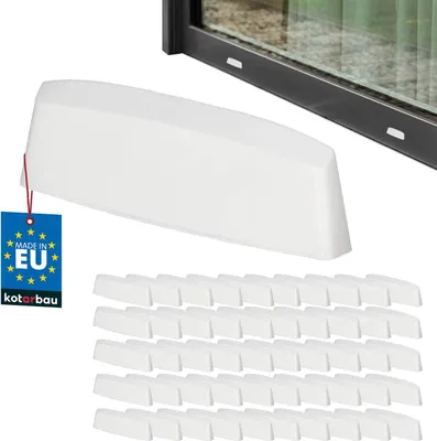 Produktbild von KOTARBAU® 50er Set Wasserschlitzkappen Fensterabflusslochkappen 45 mm ASA-Kunststoff Weiß Fensterentwässerung Entwässerung Fenster PVC Schutz Abdeckung