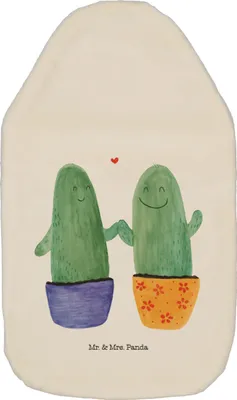 Produktbild von Mr. & Mrs. Panda Wärmflasche Kaktus Liebe - Weiß - Geschenk, mit Bezug, Kakteen, Wärmekissen, Streit, Hochzeit, Wärmflaschen, naturkautschuk, Flauschige, Trennung