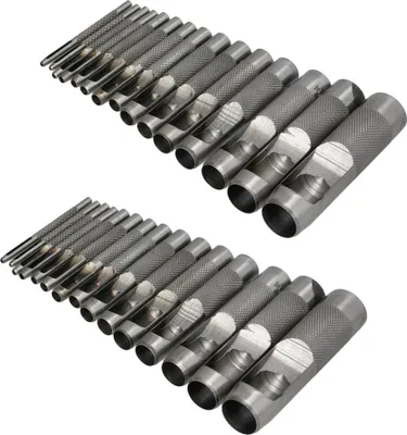 Produktbild von 2 x 15 tlg Locheisen Satz 2-22 mm Stanzwerkzeug Lochpfeifen Lochstanzer