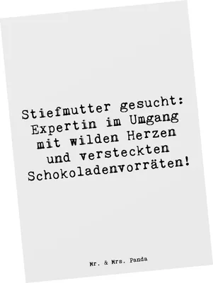 Produktbild von Mr. & Mrs. Panda Postkarte Spruch Stiefmutter Expertin - Weiß - Geschenk, Ansichtskarten, Grußkarte, Postkarten, persönliche Erinnerungen, Fotokarte, einzigartige Designs