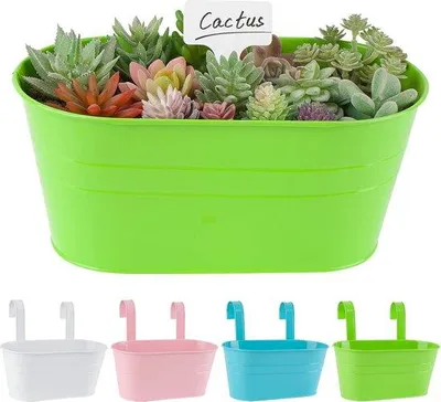 Image de Lot de 4 pots suspendus vintage avec crochets pour la décoration du balcon et du jardin