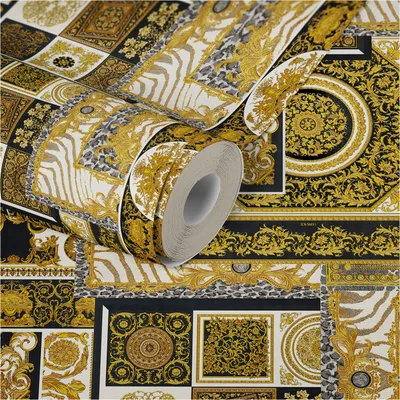 Zdjęcie produktu dla Brązowa, czarna, antracytowa tapeta z włókniny VERSACE (1028839)