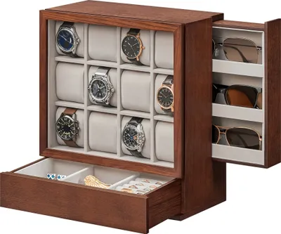 Produktbild von SONGMICS Uhrenbox Uhrenbox 12 Fächer, Uhrenkasten, vertikale Aufbewahrung, Geschenkidee
